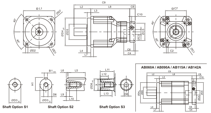 Характеристики редукторов Apex серии AB Характеристики редукторов Apex серии AB